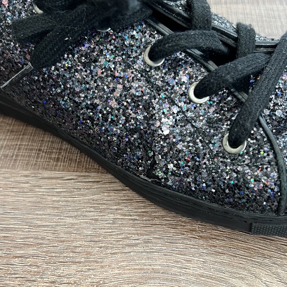 Stuart Weitzman Pipedown Black Glitter Low Top Sneaker - Picture 12 of 12